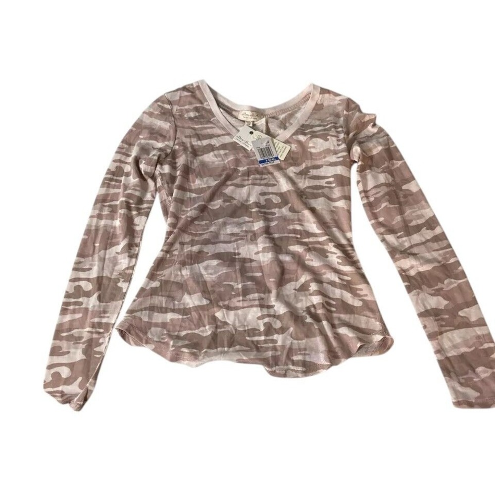 Ultra Flirt T Shirt Womens XS Pink Camouflage Long Sleeve V-Neck Tee